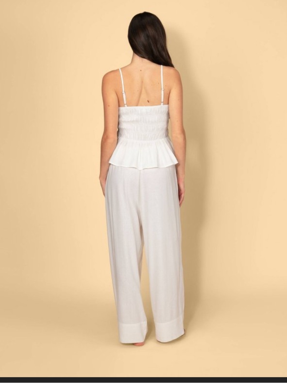 Solid & Striped Women Mid-Rise Drawstring Linen Blend Pull-On Pants - white S - Picture 2 of 9
